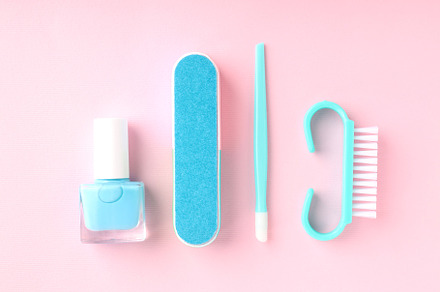 Concept of nail care with manicure accessories on pink backgroun, a Beauty & Fashion Photo by AtlasStudio PRO