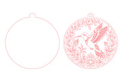 Hummingbird Floral Round Laser Cut, a Seasonal Illustration by CraftArtStudio (Thumbnail 3 of 3)