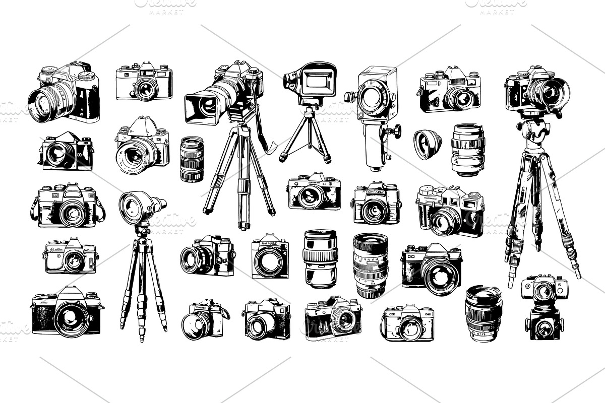 Photo camera pencil sketch vector, an Object Illustration by Onyx