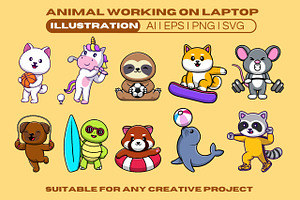 Cute Animal Sport Pack Cartoon, a Sport Illustration by Artstorystudio