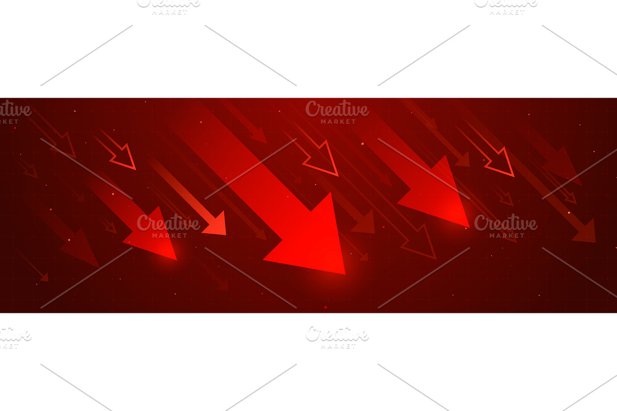 Red neon arrows moving down, a Finance Illustration by art PVP - market