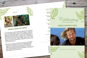 Sleek Floral Funeral Program