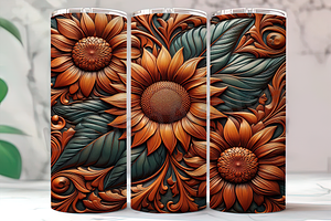 Rustic Sunflower Leather Tumbler, a Background Photo by LamanAzalea