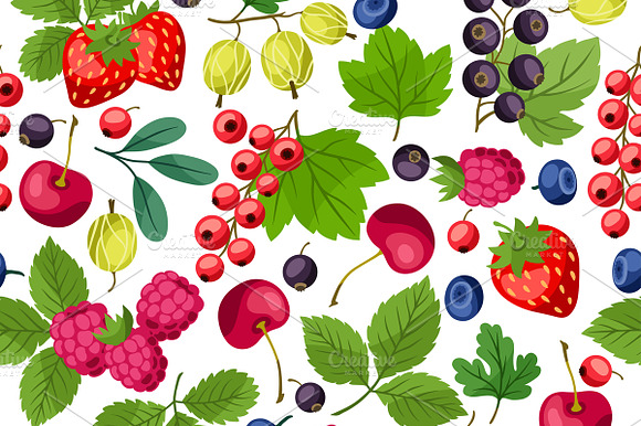 Seamless Patterns With Berries.