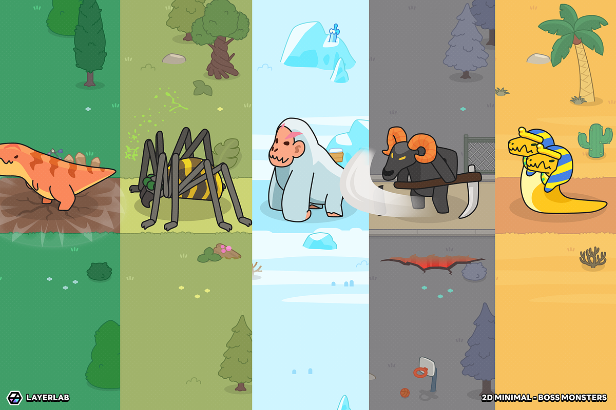 2D Minimal - Boss Monsters, an Animal Illustration by LAYERLAB (Photo 3 of 9)