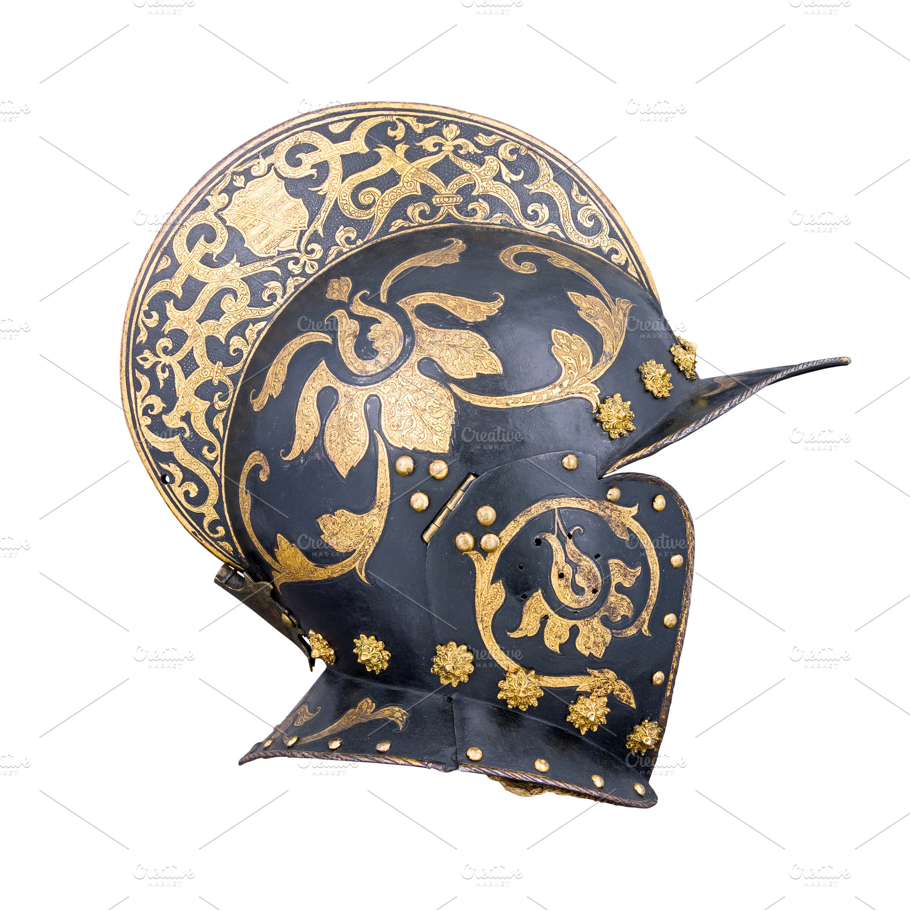 Medieval combat helmet isolated, an Industrial Photo by BOOCYS