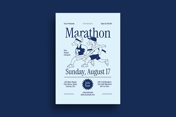Retro Cartoon Marathon Flyer preview 4