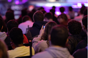 Audience listens to the speech of