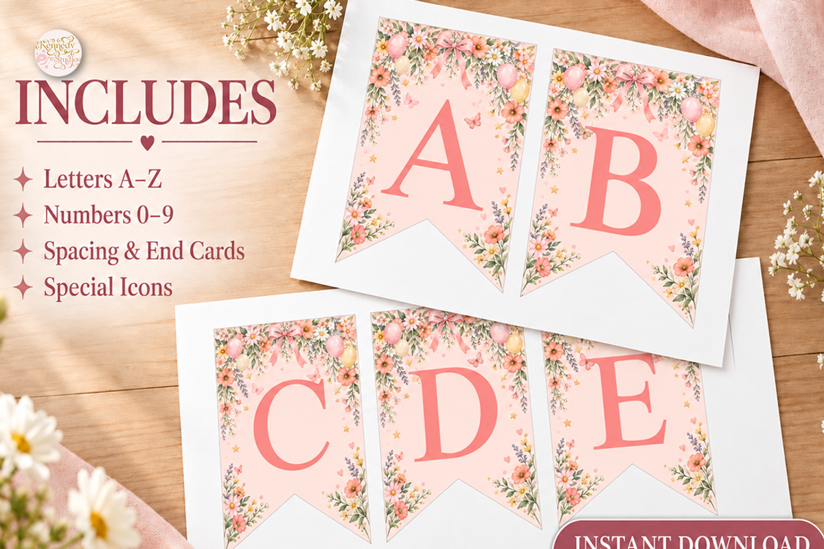 First Birthday Banner Canva Template, a Marketing Template by KennedyStudio (Photo 4 of 10)