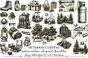Hand Drawn Outdoor Camping Clipart, an Illustration by Designking (Thumbnail 1 of 5)