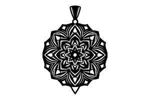 Black Floral Mandala Ornament png, a Decorative Illustration by balal