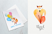 Happy fox watercolor clip art, an Animal Illustration by rosypatterns (Thumbnail 7 of 7)