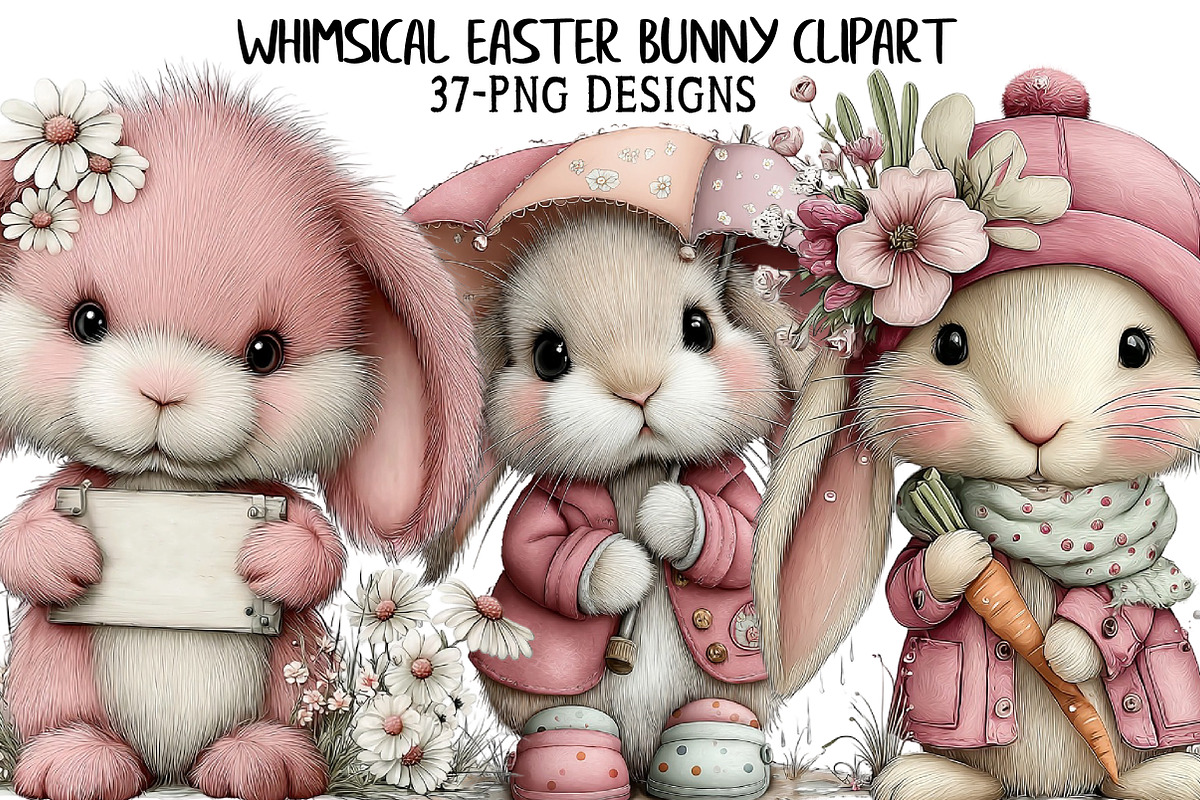 Whimsical Easter Bunny Clipart, an Illustration by Daily.Designs (Photo 1 of 8)