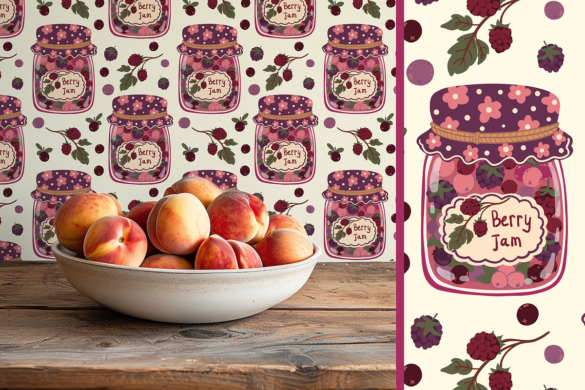 Vintage Jam Jars patterns & clipart, a Food Illustration by Carpet Tapete Pretzel (Photo 13 of 13)