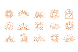 Sun line icons. Geometric boho sun, an Illustration by winwin.art