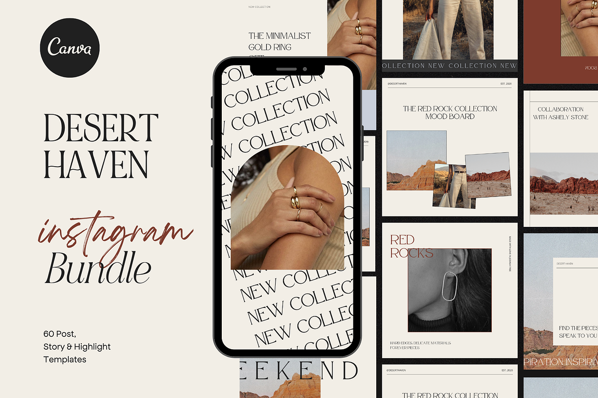 Desert Haven Canva Instagram Bundle, a Social Media Template by ALunadoki Design (Photo 1 of 7)
