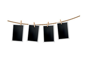 Photo Frames Hanged On Rope