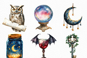 Watercolor Witch Clipart Bundle, an Illustration by Craft Nest (Thumbnail 3 of 6)