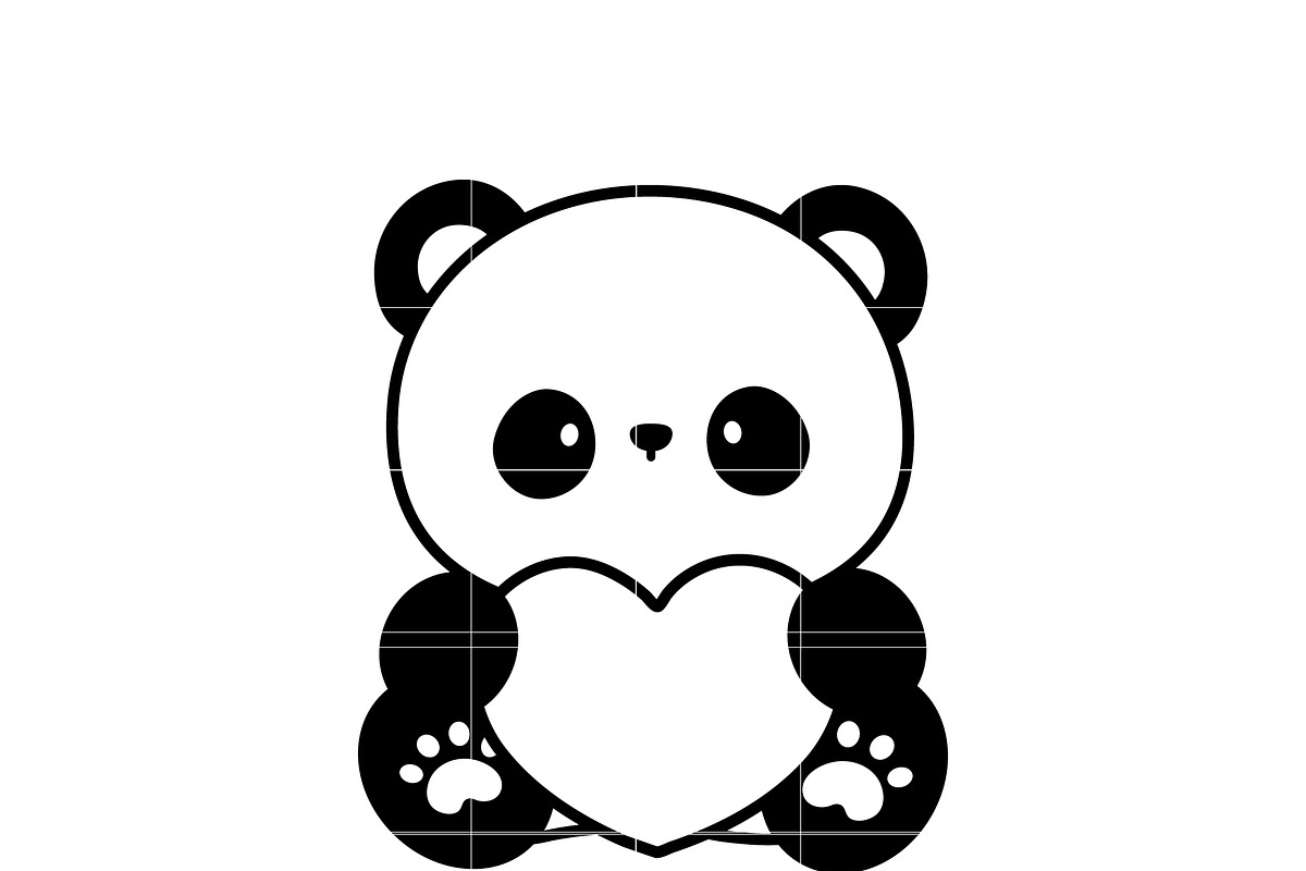 Cute Panda with Heart SVG | Kawaii V, an Illustration by TheHitShop (Photo 4 of 10)