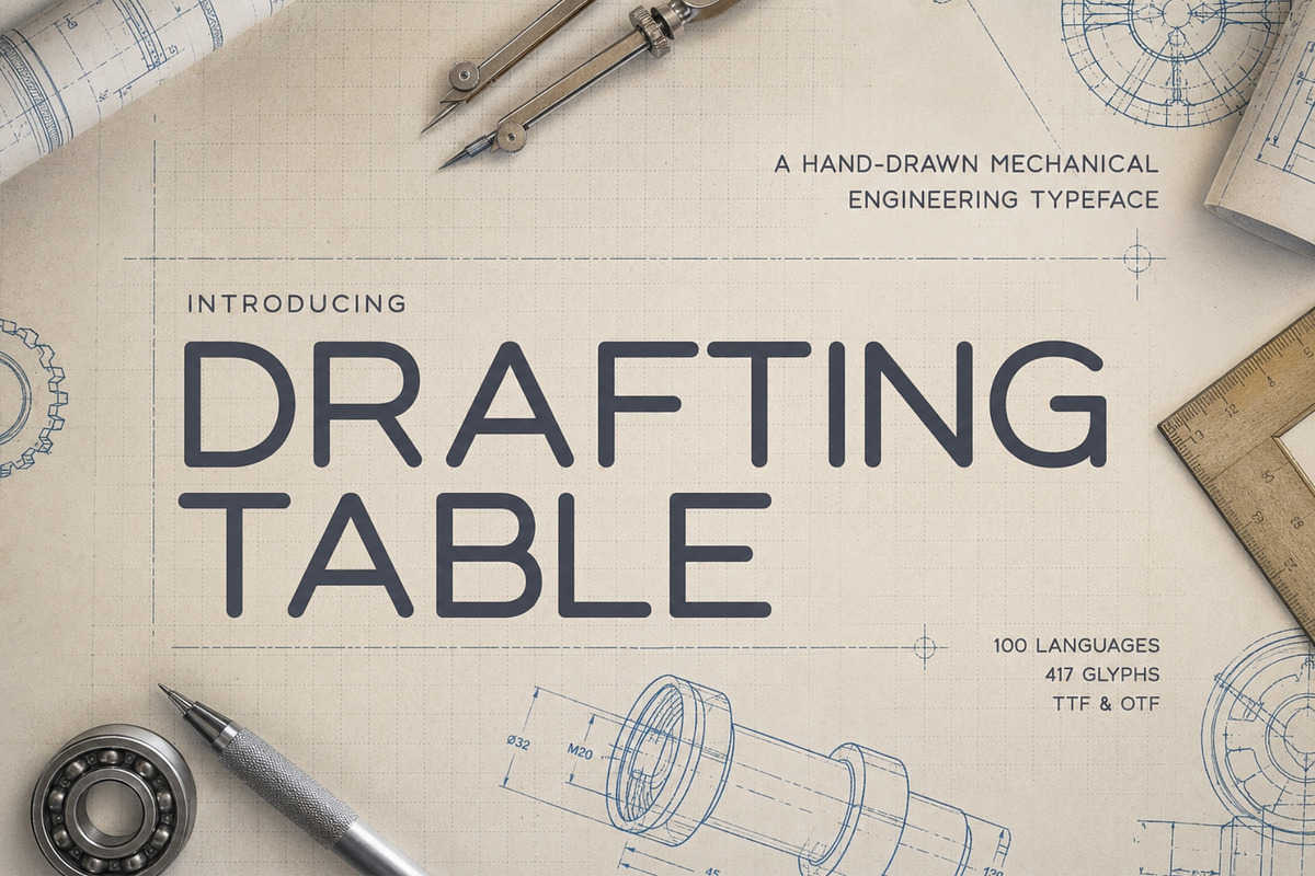 Drafting Table - Engineering Font, a Sans Serif Font by HipFonts (Photo 1 of 8)