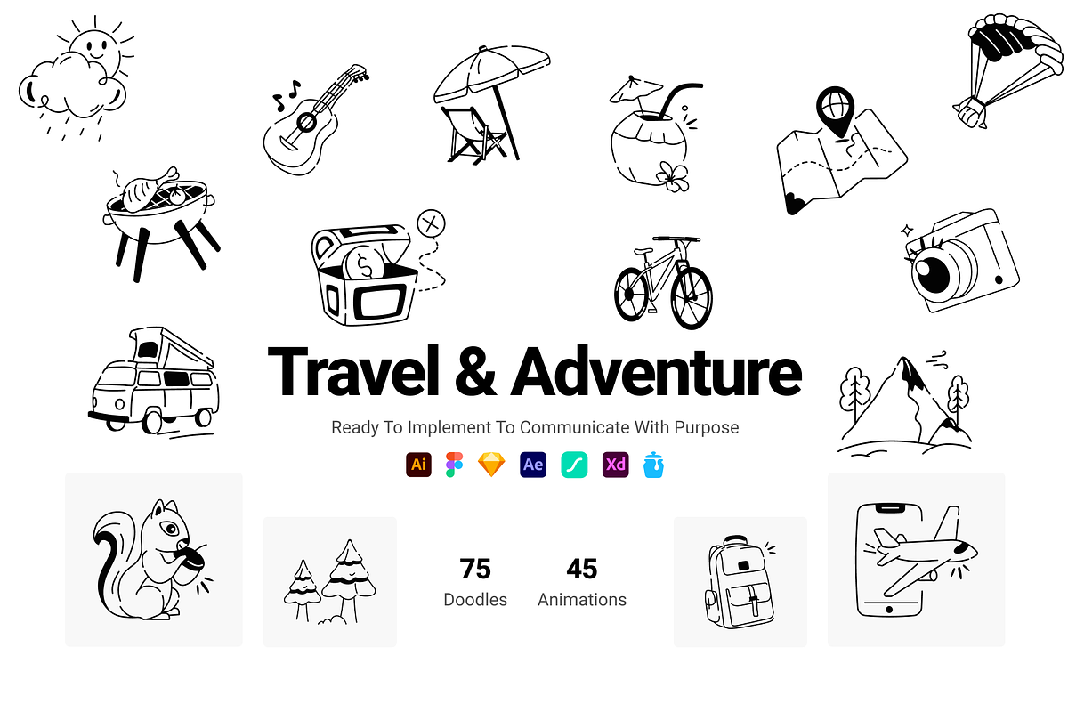 Animated Travel and Adventure Icons, a Solid Icon by Prosymbols (Photo 1 of 7)