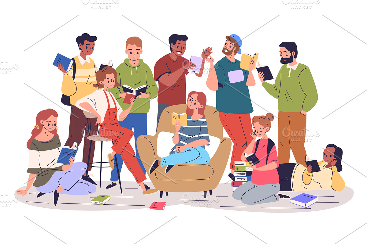 Readers club. Different people group, an Education Illustration by Stock-Smart-Start