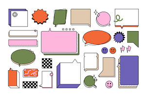 Retro speech bubbles, stickers set