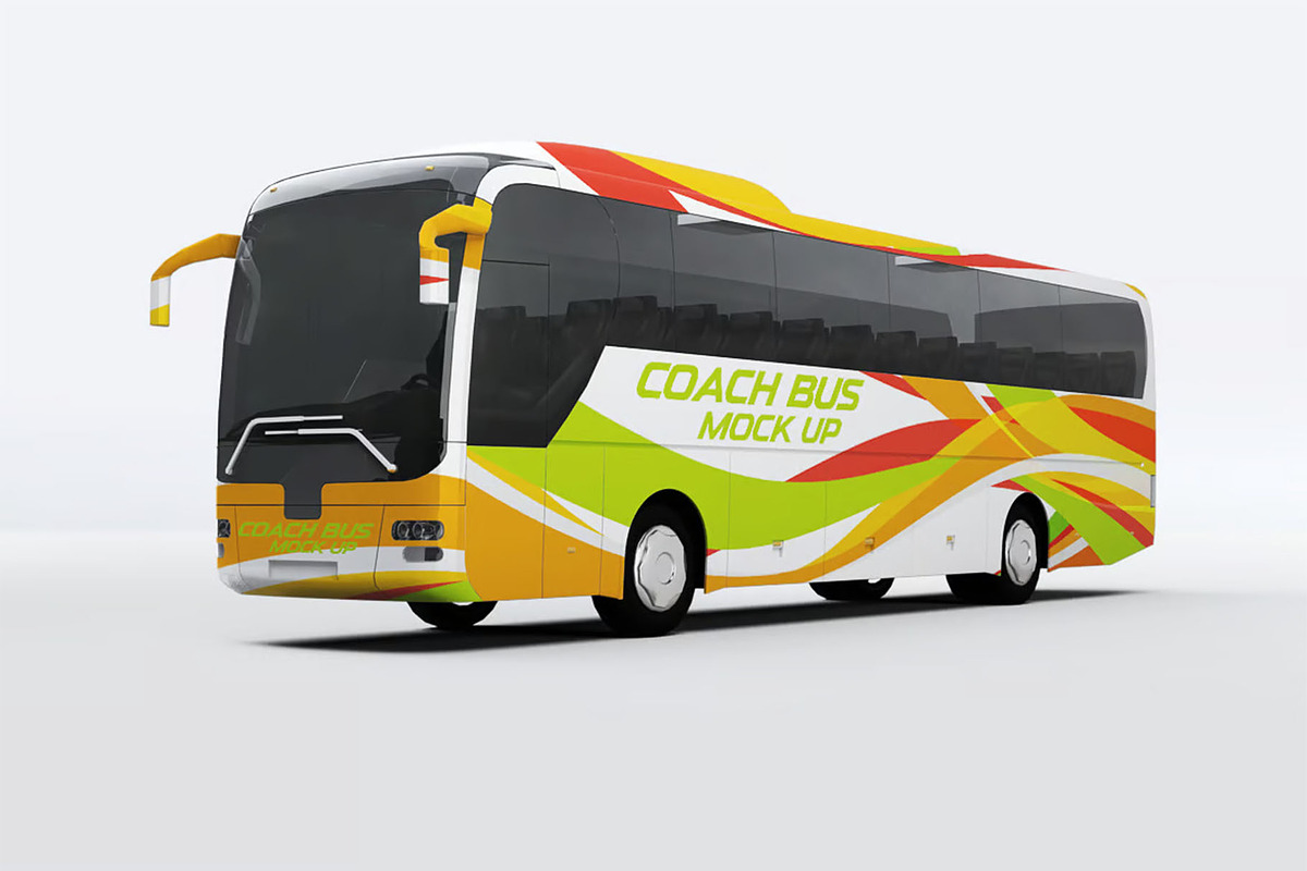 Coach Bus Mock-Up, a Product Mockup by DesignRushMarket (Photo 3 of 7)