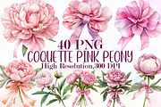 Watercolor Coquette Pink Peony Set, an Illustration by Sublimation Artist (Thumbnail 1 of 6)