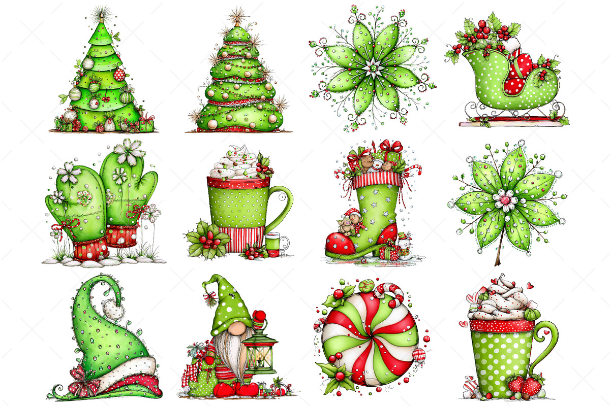Green Christmas Clipart Png, an Illustration by Craft Nest (Photo 5 of 11)