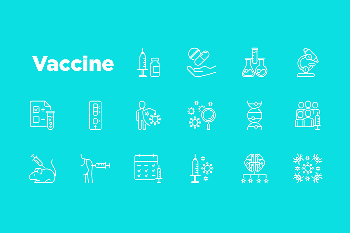 Vaccine | 16 Thin Line Icons, an Outline Icon by Alex Blogoodf (Photo 6 of 15)