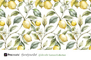 Watercolor Lemons Clipart & Pattern, an Object Graphic by crafty (Thumbnail 6 of 15)