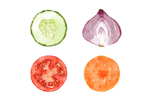 Beautiful Watercolor Vegetables Set