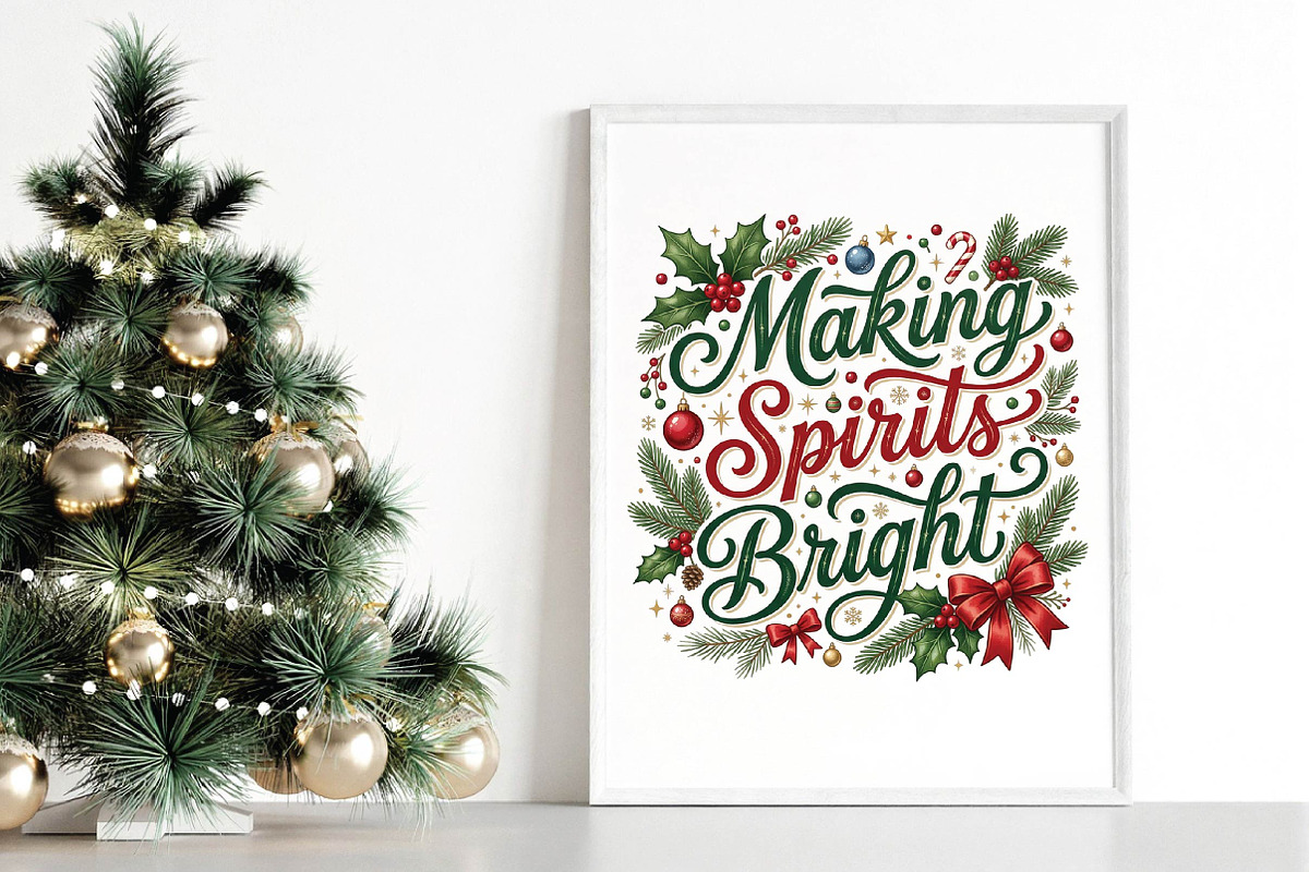 Making Spirits Bright Christmas PNG, a Seasonal Illustration by DreamPrint404 (Photo 5 of 6)
