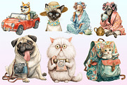 Quirky Dog and Cat Clipart, a Graphic by CitraGraphics (Thumbnail 3 of 4)