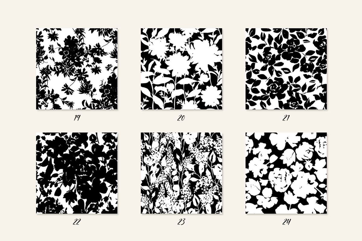 Floral Silhouettes Patterns Set, a Background Graphic by GALAKAM (Photo 5 of 14)
