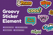 Groovy Sticker Element, an Object Graphic by Illustrava (Thumbnail 1 of 9)