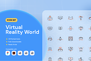 Virtual Reality World Icon Set, an Outline Icon by Nathaya Studio (Thumbnail 1 of 2)
