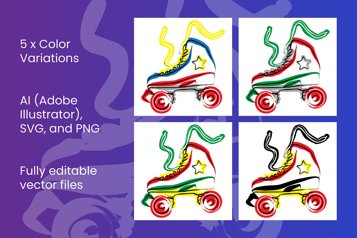 Retro Pop Art Roller Skate, a Sport Illustration by doghead (Photo 2 of 3)