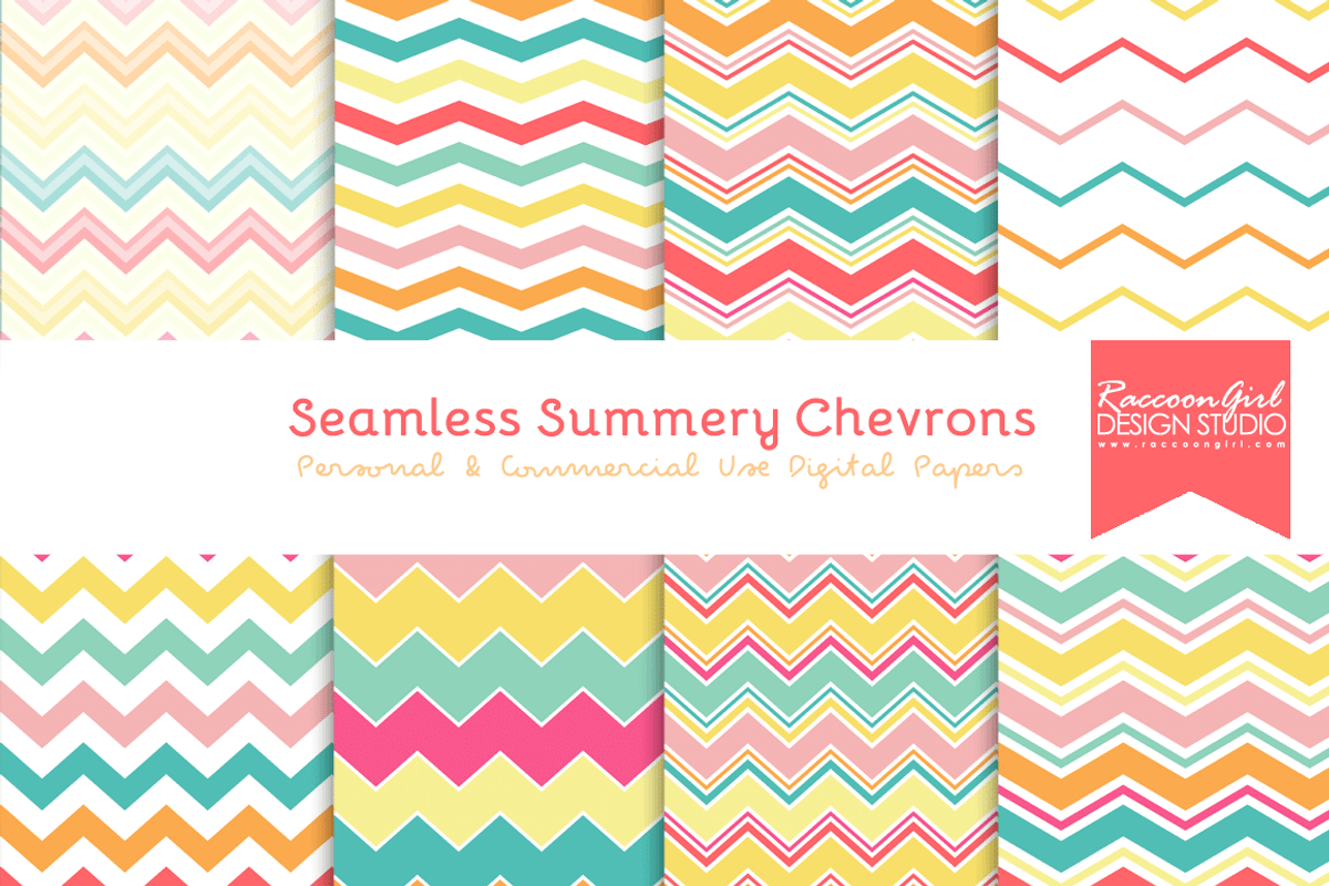 Seamless Summery Chevron Patterns