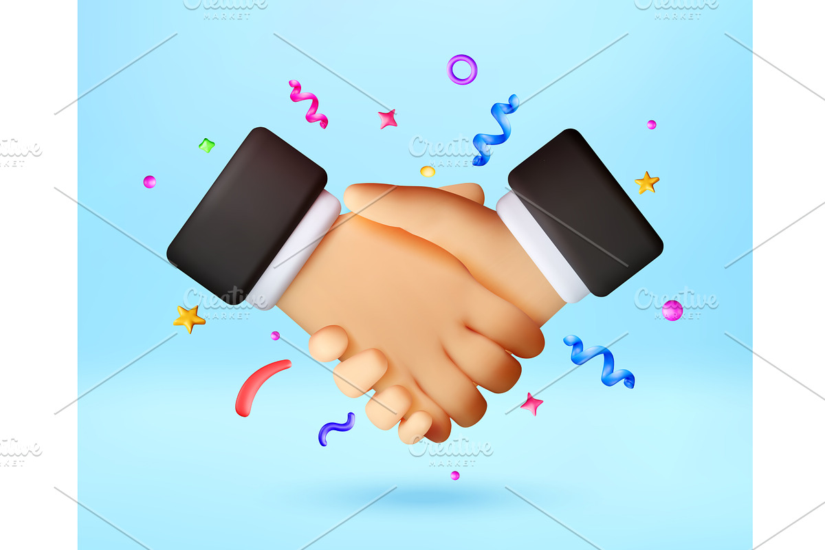 Business handshake as a 3d icon., a Person Illustration by Abscent