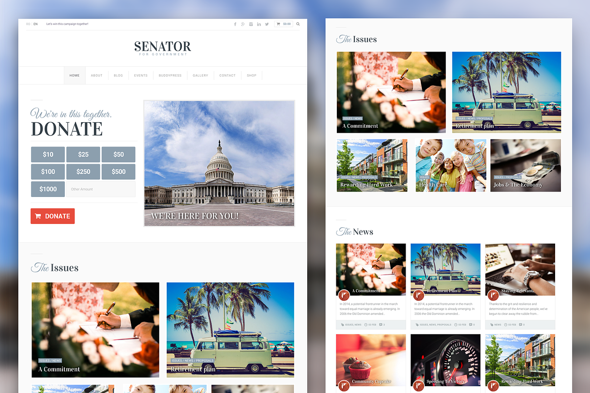 Senator: Political Theme, a WordPress Template by Icy Pixels