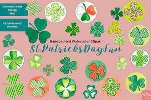 Watercolor Clipart St Patricks Day