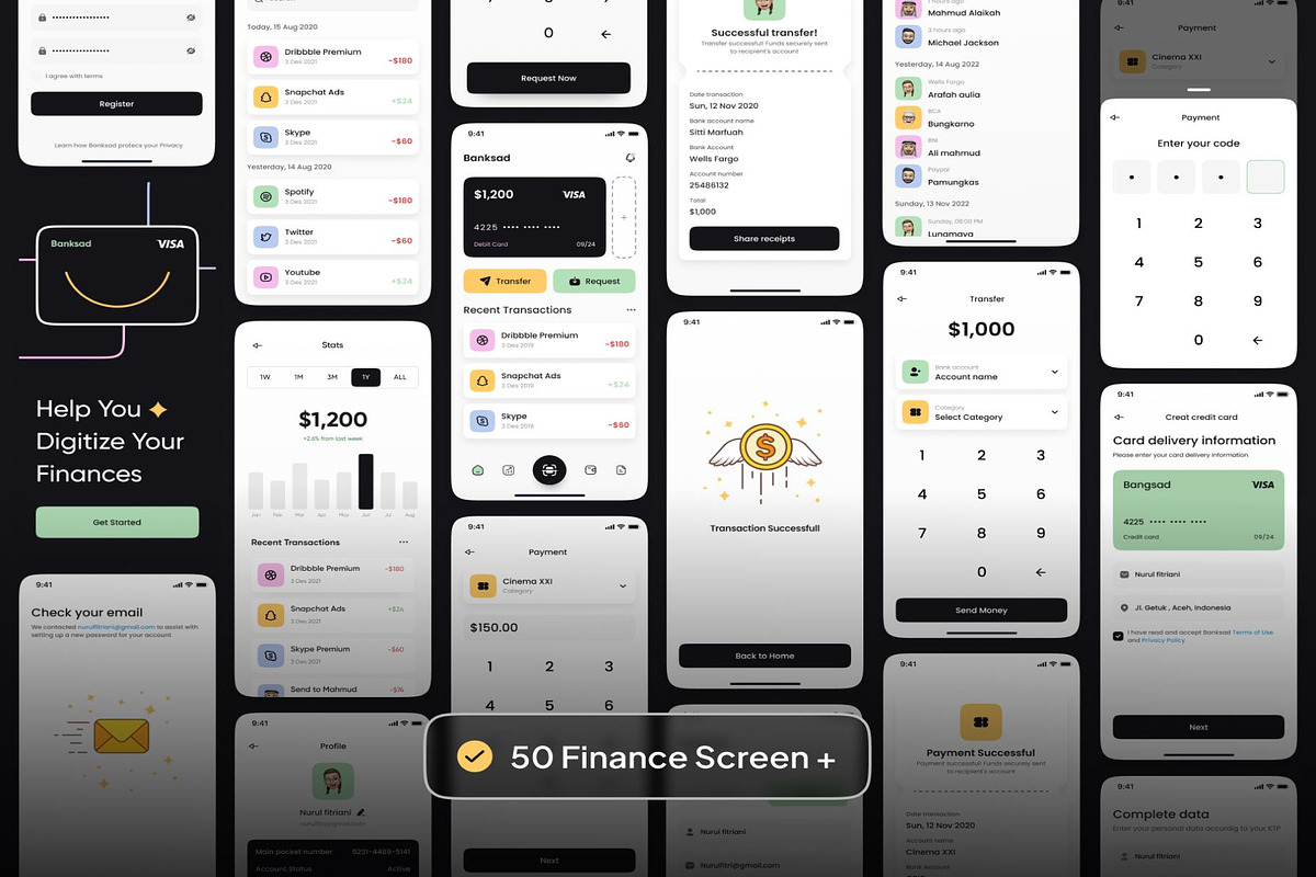 Banksad - Finance Mobile App UI Kit, an UI Kit Template by Creative Perspective (Photo 6 of 8)