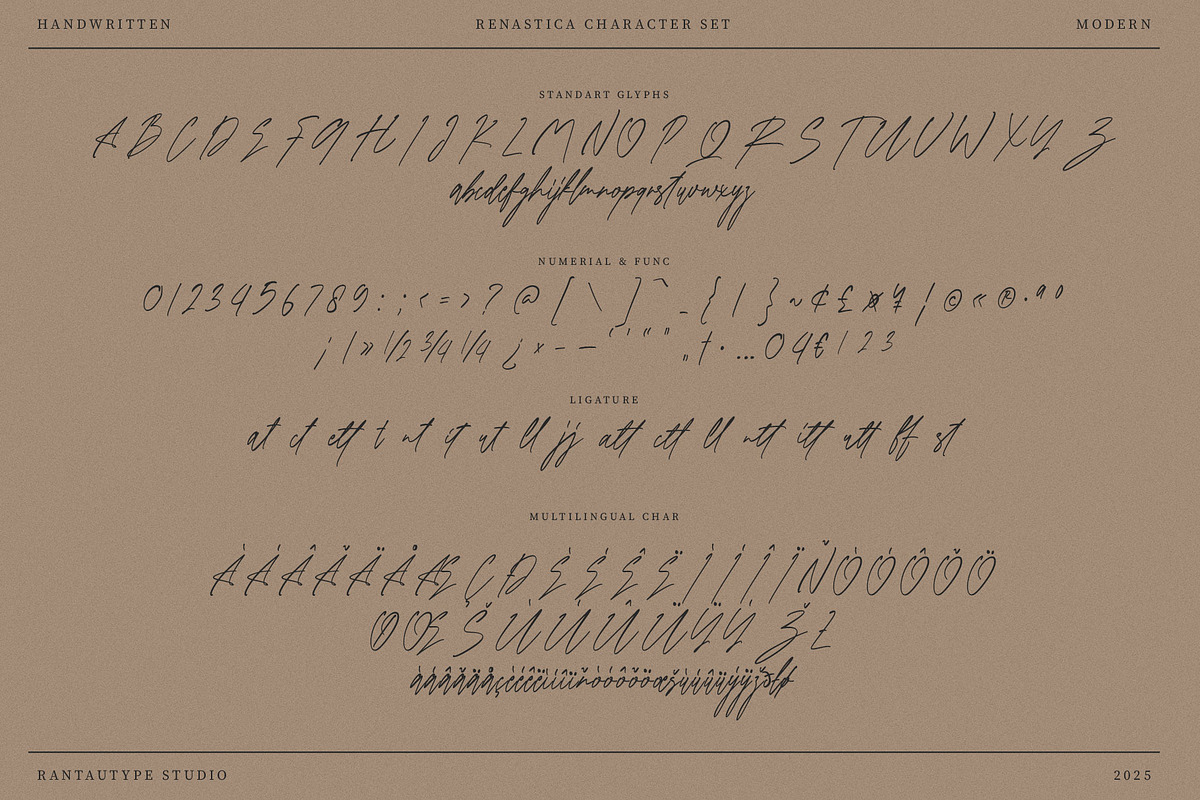 Renastica Modern Script Font, a Script Font by RantautypeStudio (Photo 12 of 15)