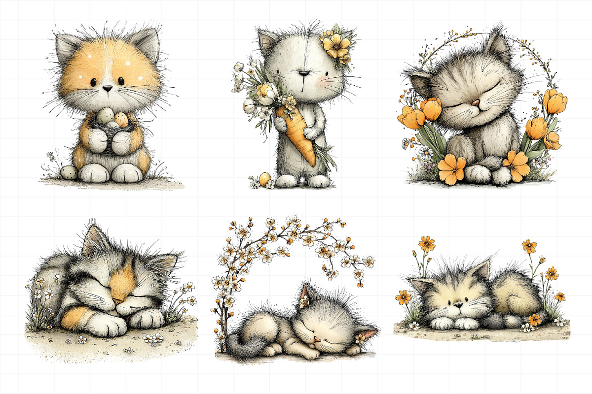 Spring Cat Clipart, an Illustration by Daily.Designs (Photo 7 of 8)