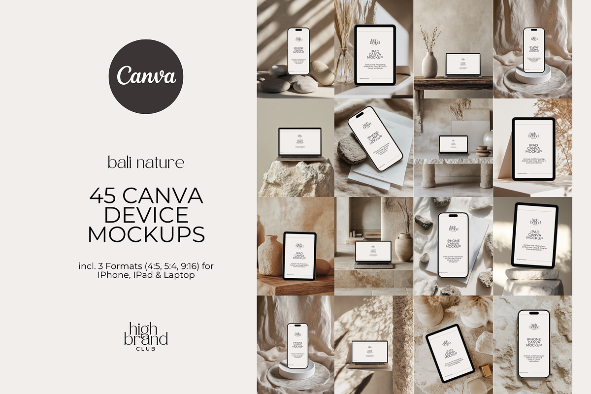 Canva Device Mockups Bali Nature, a Mockup by highbrandclub (Photo 1 of 6)