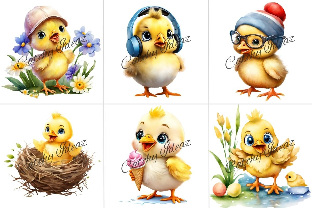12 Hilarious Chick Clipart, an Animal Illustration by Catchy Ideaz (Photo 3 of 3)