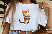 Watercolor Cat Back to School Clipar, an Illustration by CrexoraLab (Thumbnail 3 of 5)
