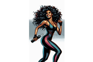 Fit woman with water bottle in comic, a Sport Illustration by AlexArt